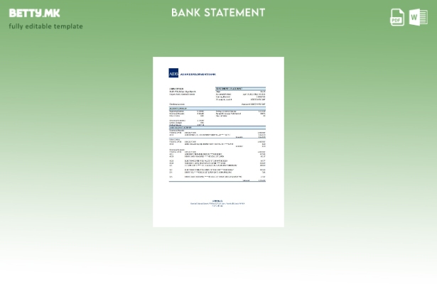 модерен стил, шаблон ексел за банкарски извод на АДБ на Маршалските Острови